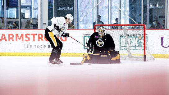 Practice report: Blueger calls Cullen 'huge help' on faceoffs taken in Cranberry, Pa. (Penguins)